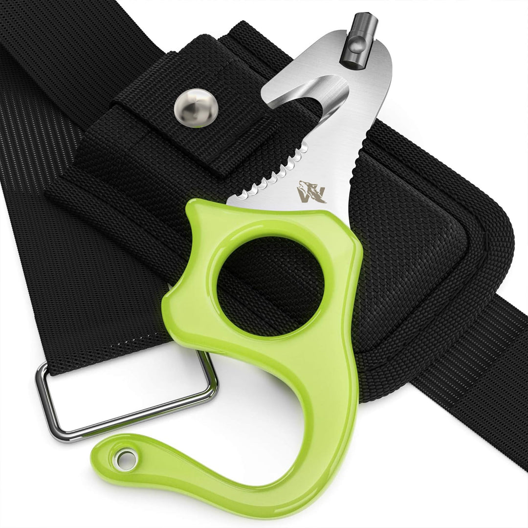 ODENWOLF Rescue Tool aus feinstem D2-Stahl - Handlicher Gurtschneider Notfallhammer Auto mit Leuchtf