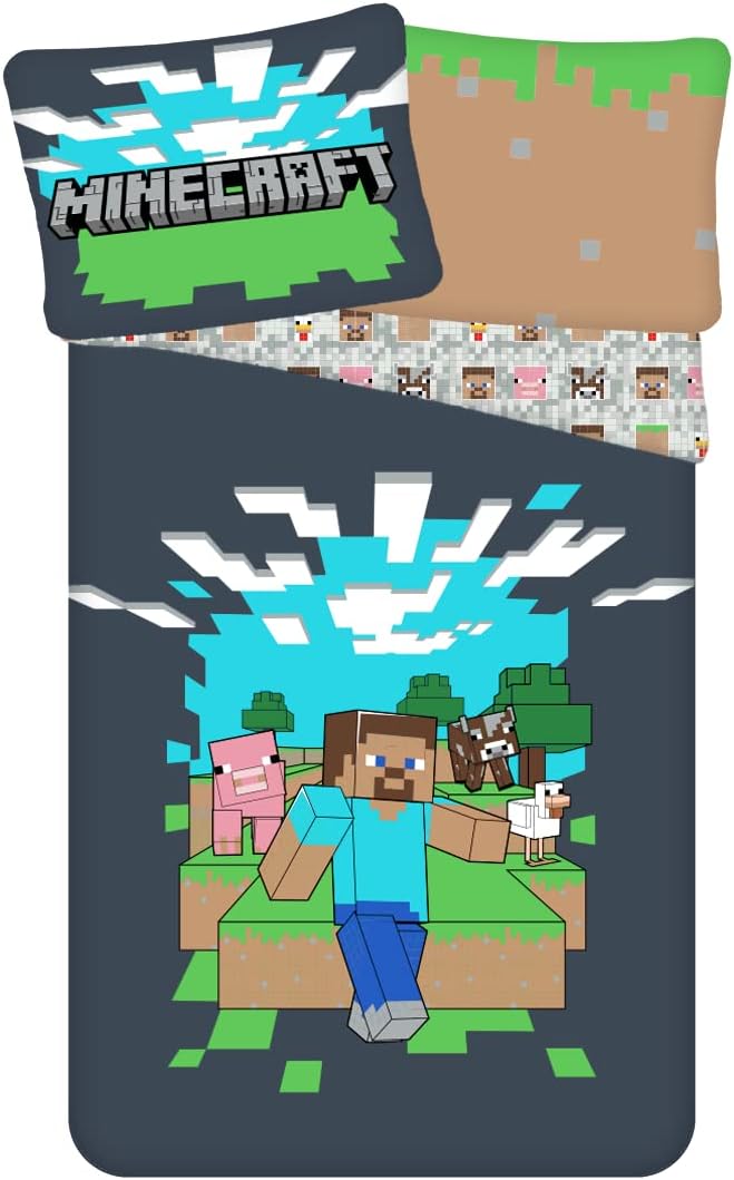Minecraft Bettwäsche Set Bettbezug, 140x200 + 70x90, 100% Baumwolle, ** Minecraft-Abenteuer **