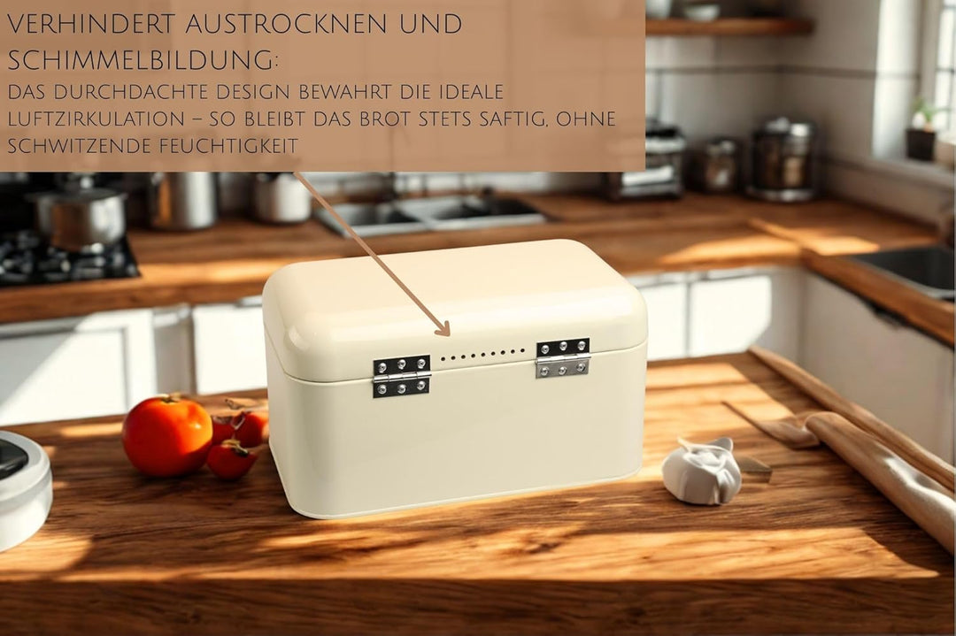 MOON HOME Brotkasten mit Sichtfenster - Breadvault Blue, aus Edelstahl, Metall-Brotkasten mit optimi