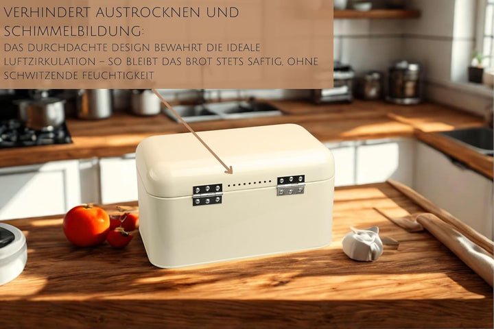 MOON HOME Brotkasten mit Sichtfenster - Breadvault Blue, aus Edelstahl, Metall-Brotkasten mit optimi