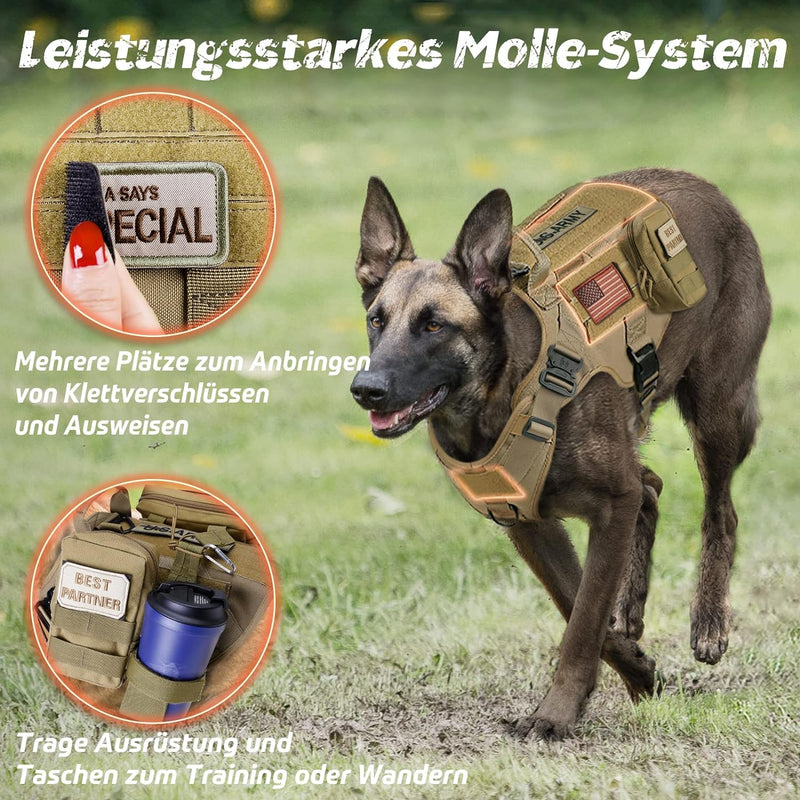 rabbitgoo No Pull Hundegeschirr Mittlere Grosse Hunde, Taktische Brustgeschirr mit MOLLE Griff Metal