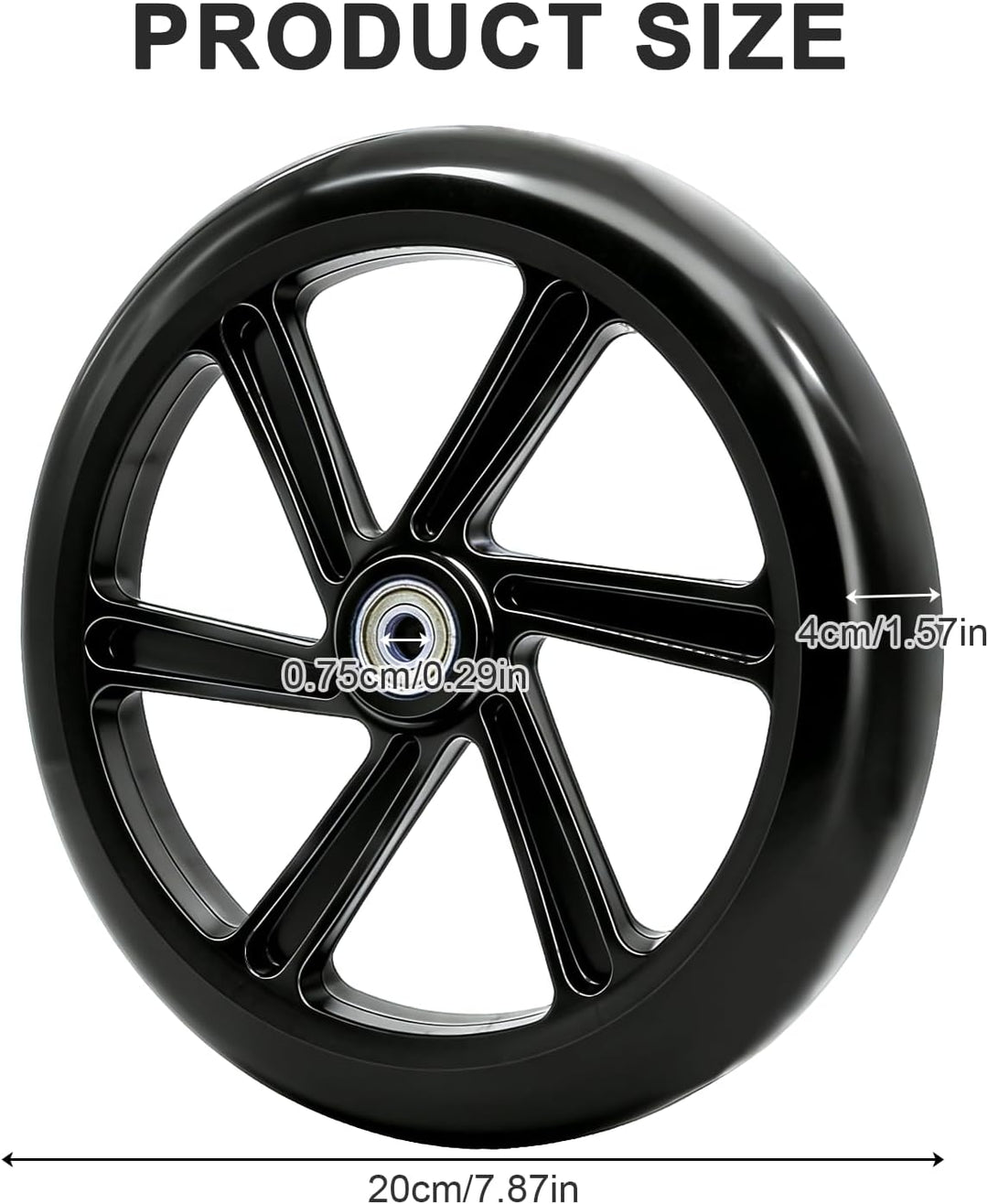 2 Stück 200mm Scooter Rollen, City-Scooter Ersatzräder Räder mit ABEC-9 Lager, Anti-Rutsch Roller Rä