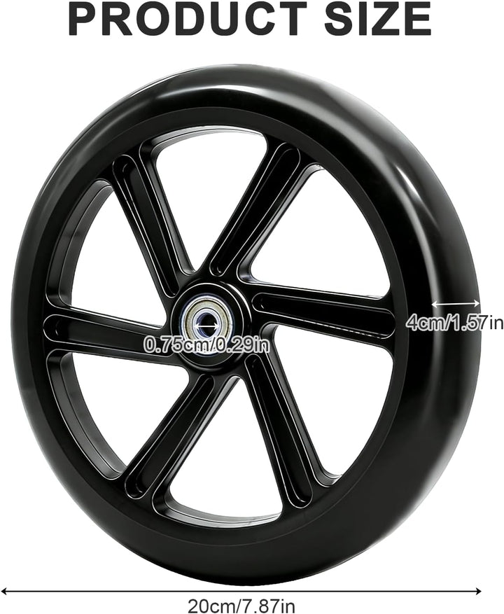 2 Stück 200mm Scooter Rollen, City-Scooter Ersatzräder Räder mit ABEC-9 Lager, Anti-Rutsch Roller Rä
