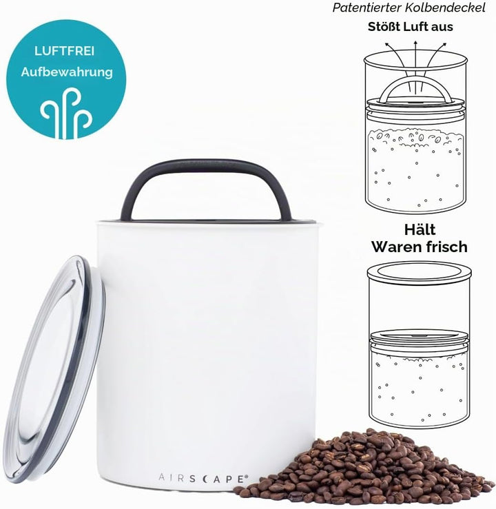 Airscape Kaffee-Aufbewahrungsdose (1,1 kg trockene Bohnen) – grosser Behälter in Kilogrösse, patenti