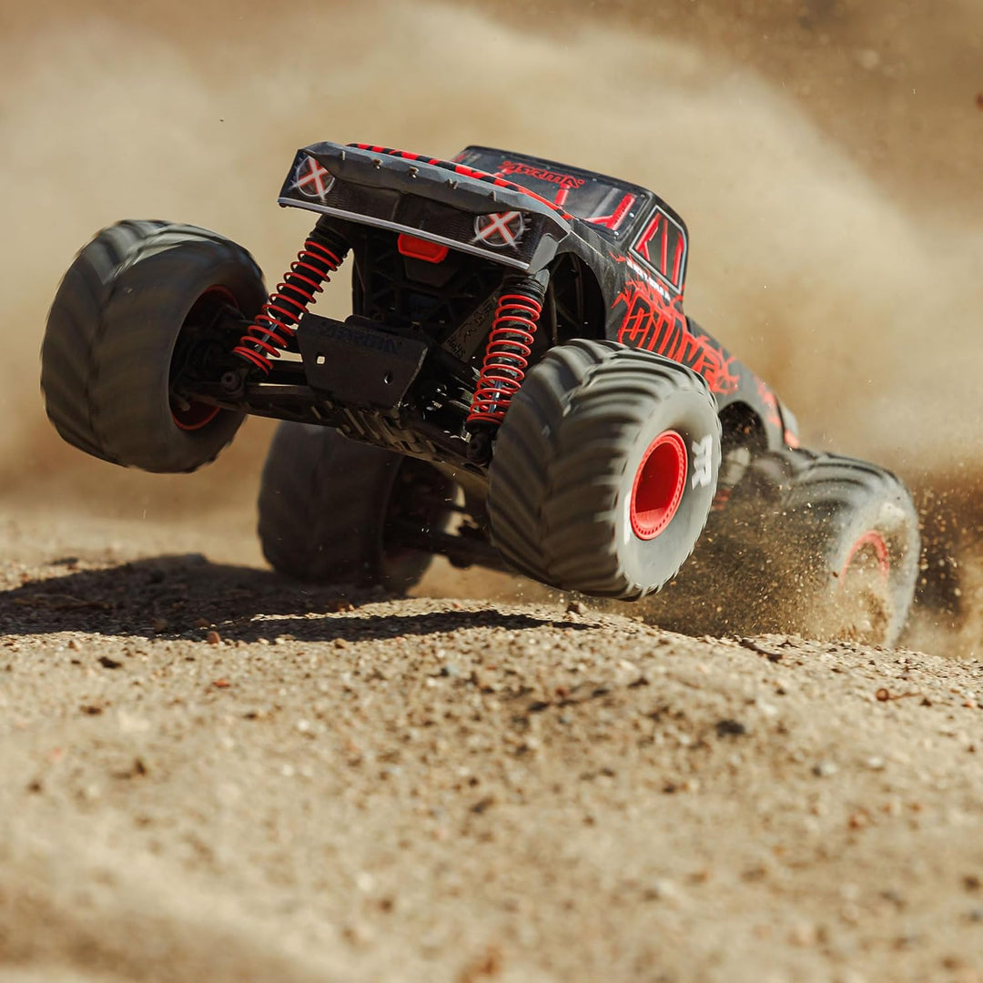 ARRMA RC Truck 1/16 Quake GROM 4X4 RTR Brushed Monster Truck (Akku & Ladegerät enthalten), Rot, ARA2