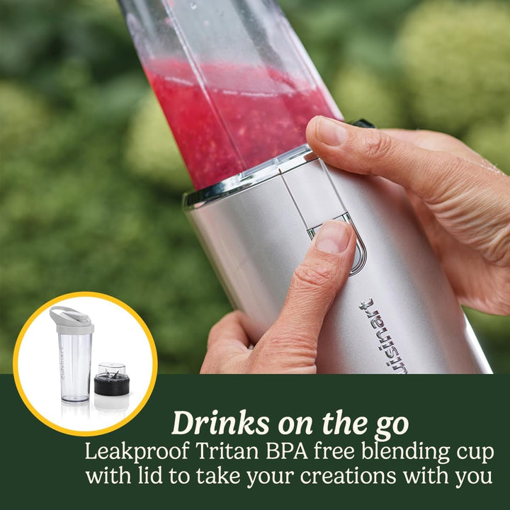 Cuisinart Kabelloser Mixer für unterwegs, 450 ml Flasche, tragbarer Smoothie-Maker, Eiszerkleinerer,