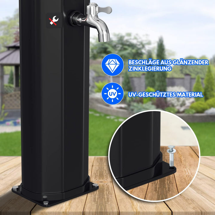 Yakimz Solarbeheizte Duschen 20L Solardusche mit Fussdusche Wasserhahn Einstellbare Temperatur Schwa