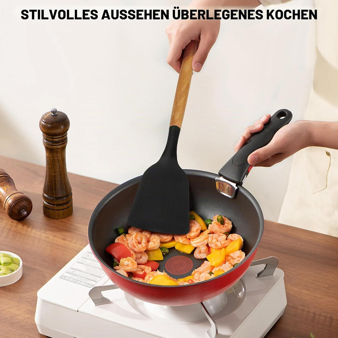 Vortix Küchenhelfer Set, 19 Teiligs Küchenutensilien Mit 5 Teiligs küchenmesser set mit block und Pf