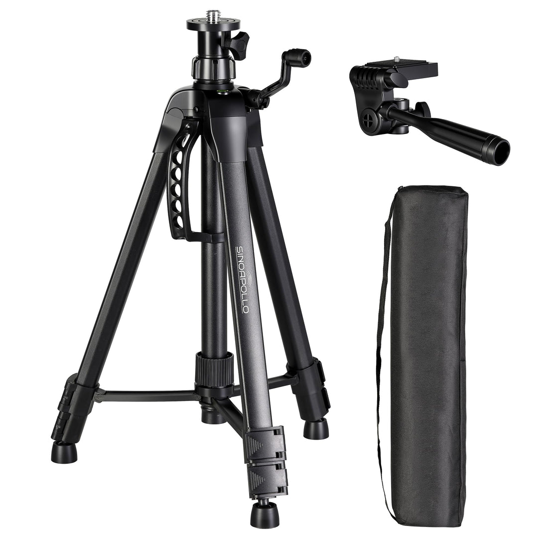 Laser-Stativ SLT01 – Höhenverstellbar 47–130 cm, Aluminium Stativ mit Kurbel-Feinhub, 360° Drehkopf,
