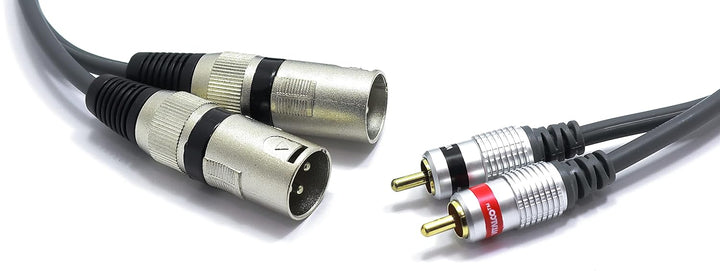 2x XLR Stecker auf 2x Cinch Stereo Kabel 5m Mikrofonkabel 3 Polig auf Chinch Adapter 2-XLR-M/2RCA 5m