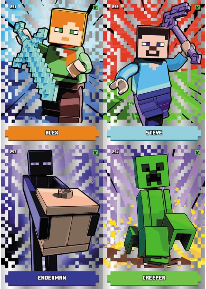 Bundle mit Lego Minecraft Serie 1 Trading Cards - Alle 4 Platin Karten + Exklusive Collect-it Hüllen