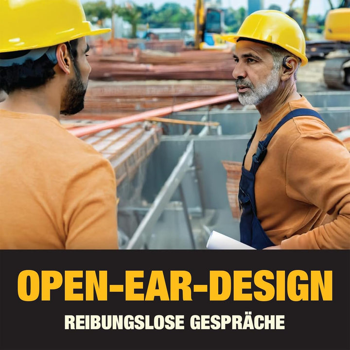 DEWALT Heavy Duty Open Ear Kopfhörer Bluetooth 5.3 Kabellose In-Ear Ohrhörer IP55 44 Std. Akkulaufze