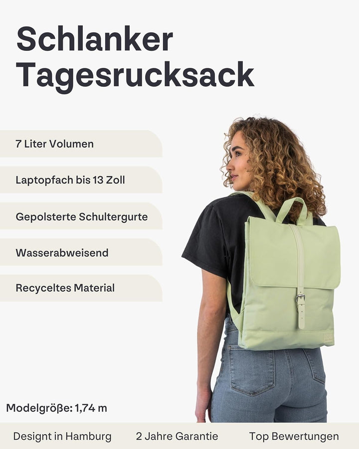 Johnny Urban Rucksack Damen - Mia - Schlanke Tasche mit Laptopfach - Aus Recyceltem PET - 7L - Wasse