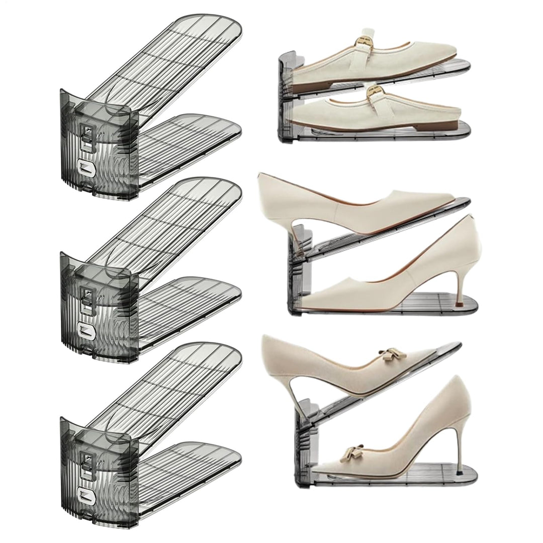 Schuh-Platzsparer, Schuhstapel, 6-teilig, doppellagig, rutschfest, höhenverstellbar, stapelbar, Behä