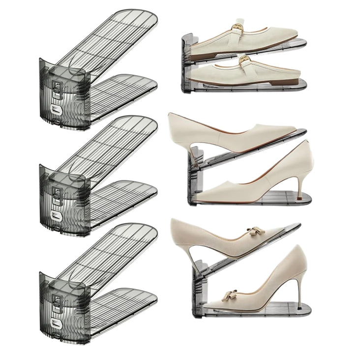 Schuh-Platzsparer, Schuhstapel, 6-teilig, doppellagig, rutschfest, höhenverstellbar, stapelbar, Behä