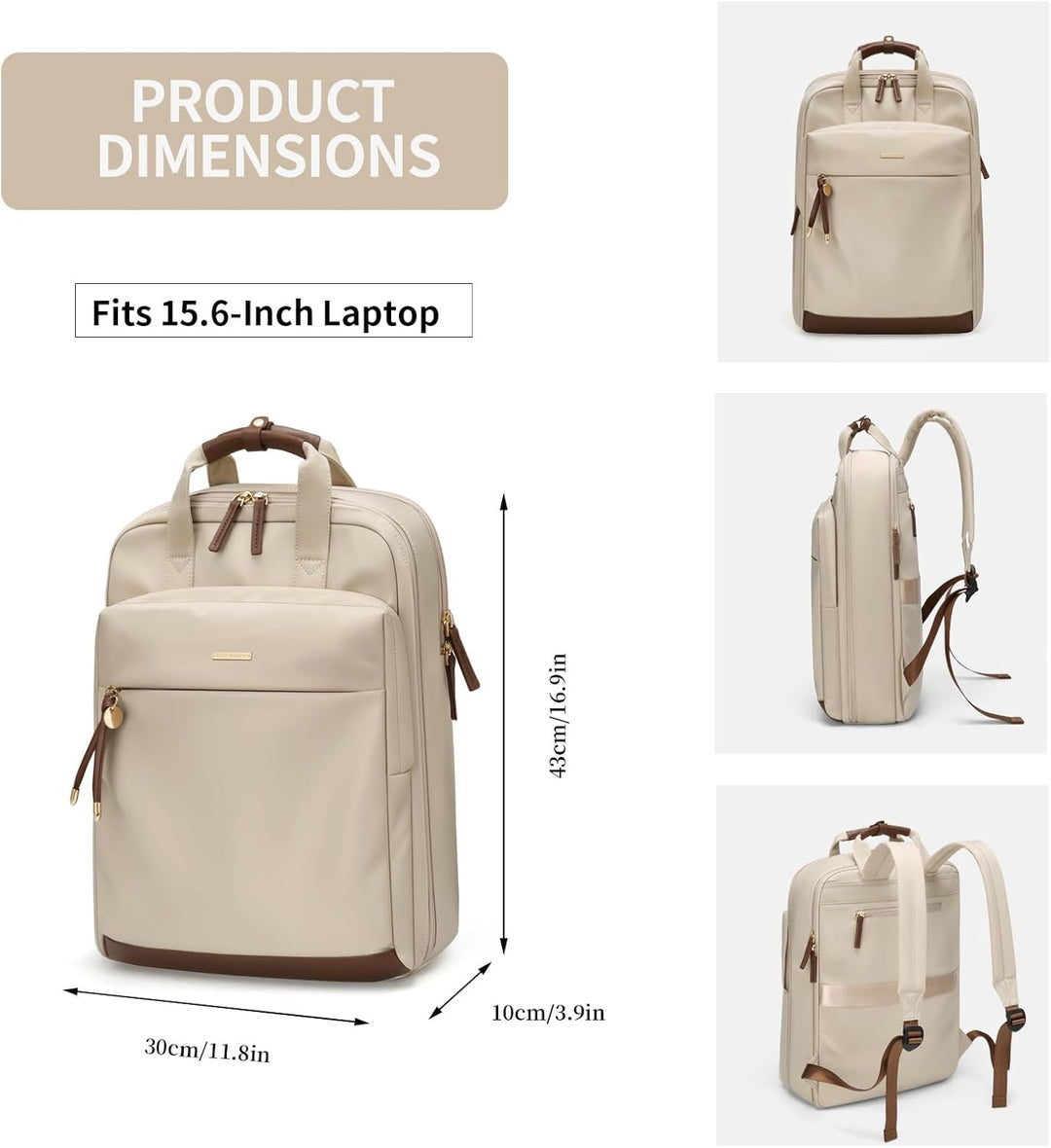 Rucksack Damen 15,6 Zoll, Elegant Schultertasche Gross Casual Daypack Klein Laptop Backapck mit Lapt