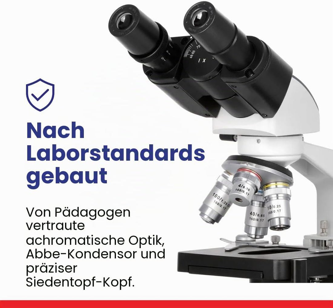 AmScope B120C-E5 40X-2500X LED Digitales Binokular-Verbundmikroskop mit 3D-Bühne und 5MP USB-Kamera