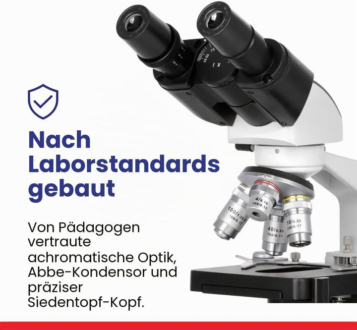 AmScope B120C-E5 40X-2500X LED Digitales Binokular-Verbundmikroskop mit 3D-Bühne und 5MP USB-Kamera
