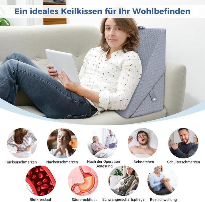 INFANZIA Verstellbares Keilkissen, Hochdichteschaum Lesekissen für Bett und Sofa, Ergonomisches Kopf