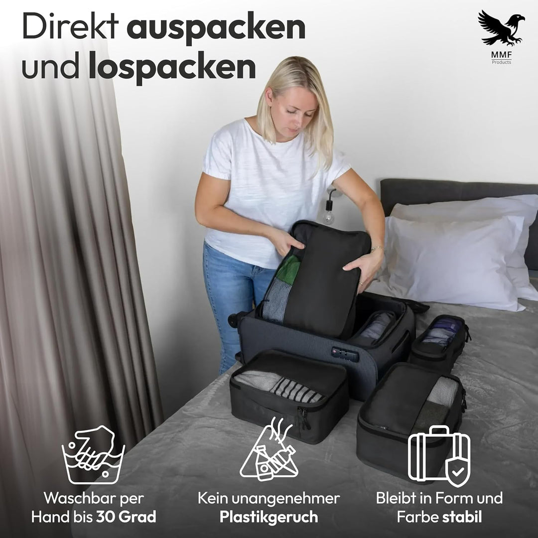 Koffer Organizer Set 5-teilig – Premium Packing Cubes aus robustem Twill mit YKK-Reissverschlüssen –