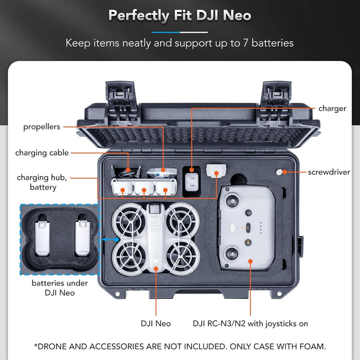 Lykus Titan N110 Wasserdicht Tasche/Koffer/Case für DJI Neo Combo, RC-N3/DJI RC 2, Unterstützung 7 A