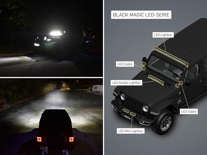 HELLA 1FJ 358 176-311 LED-Fernscheinwerfer - Black Magic Slim Lightbar 32" - 12/24V - Anbau - Kabel: