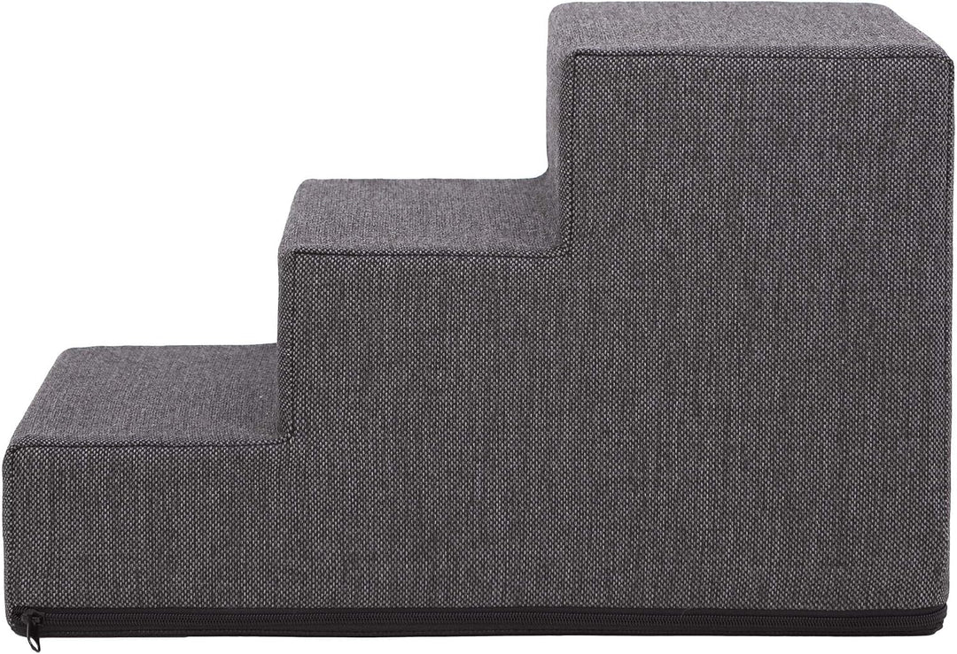 PillowPrim Tiertreppen Einganghilfe Kleinere Hunde Stufen Rampe Katzentreppe 3 Stufen Klein Graphit