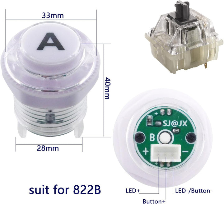Arcade Stick DIY Kit 10x Tasten mit Logo LED MX 8 Wege Joystick USB Encoder für PC MAME Raspberry Pi