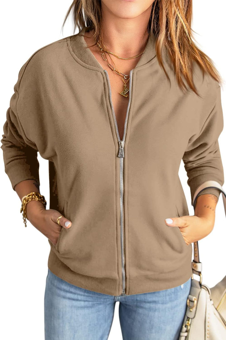 GeGekoko Zip Sweatshirt Damen übergrosse Jacket Sweatshirt Einfarbige Loose Langarm Tops Oberteile m