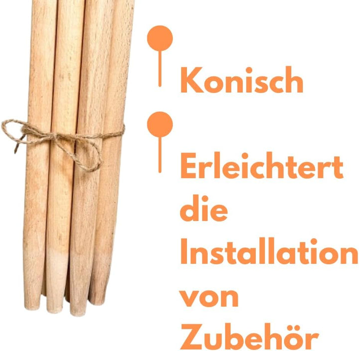pokm toolsmarket - 3 Stk. Besenstiel Holz Ersatzstiel, 130 cm, Holzstiel aus Buchenholz, Gerätestiel