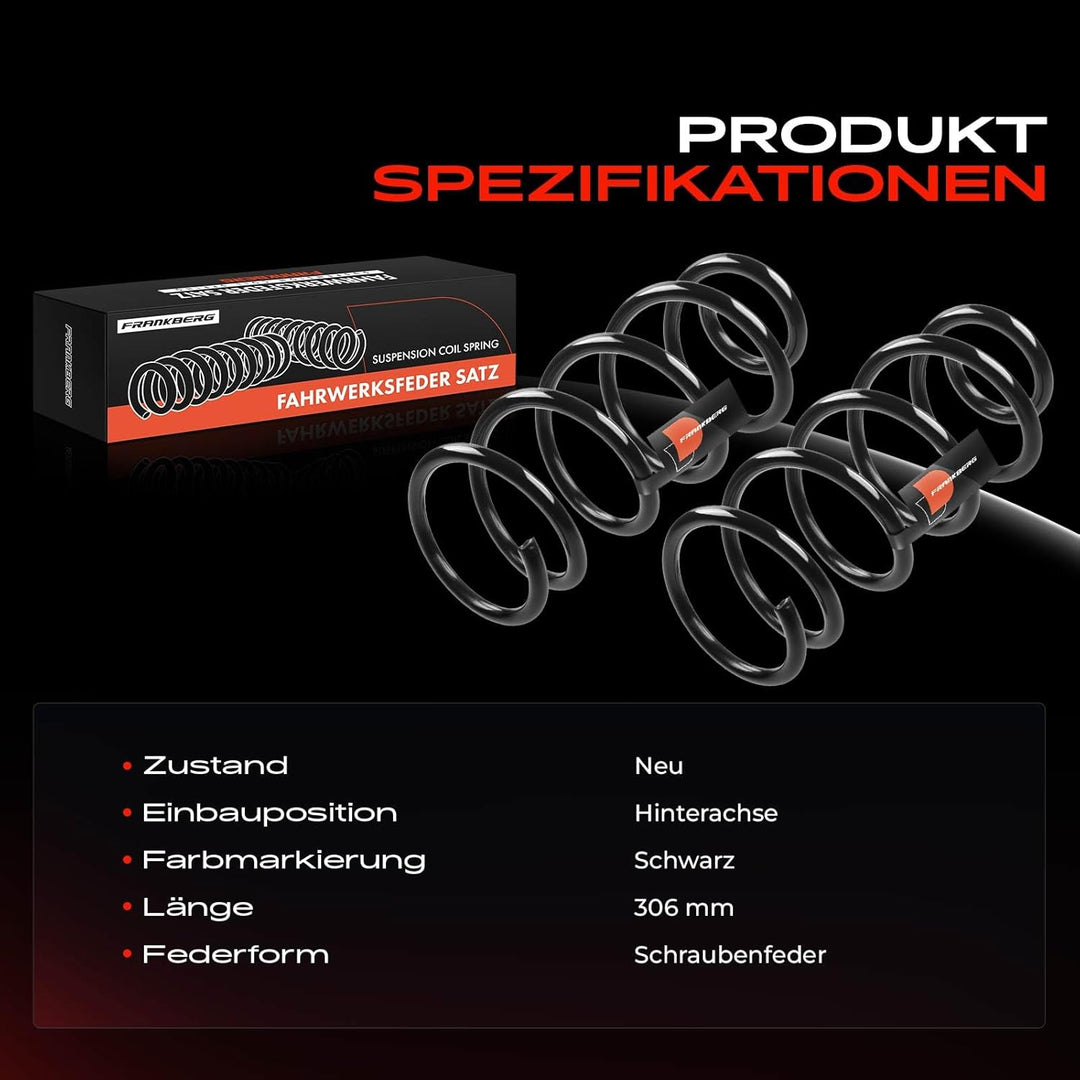 Frankberg 2x Federn Fahrwerksfeder Hinterachse Kompatibel mit Brava 182 1.2L 1.4L 1.6L 1.9L 1995-200