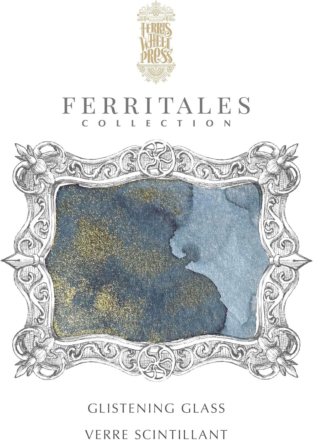 Ferris Wheel Press Fountain Pen Ink | FerriTales Collection | Glistening Glass Blue-Grey with a Gold