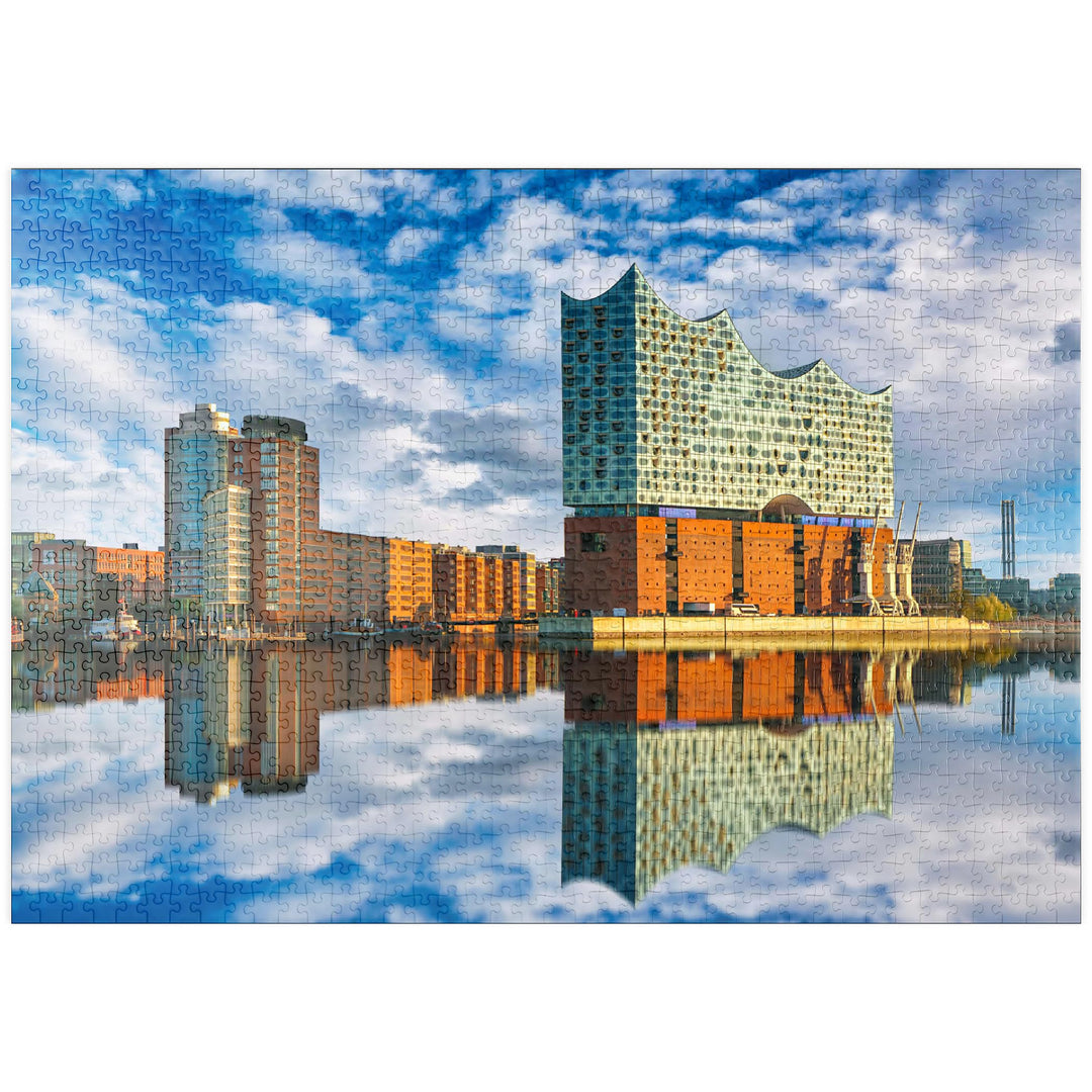 Reflexion der Elbphilharmonie in Hamburg - Premium 1000 Teile Puzzle - MyPuzzle Sonderkollektion von