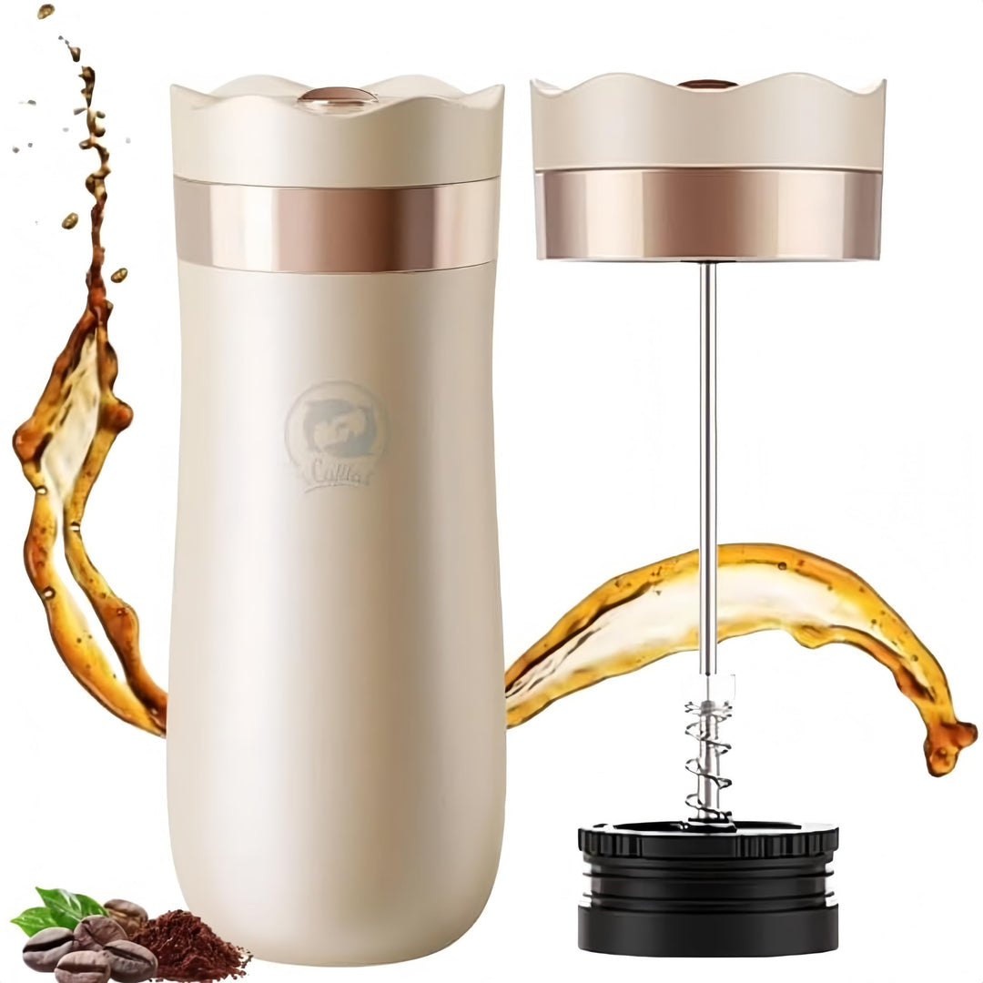 I Cafilas 2-in-1 Edelstahl Thermosbecher mit French Press - 350ml (12oz), Isolierter Reisekaffeebech