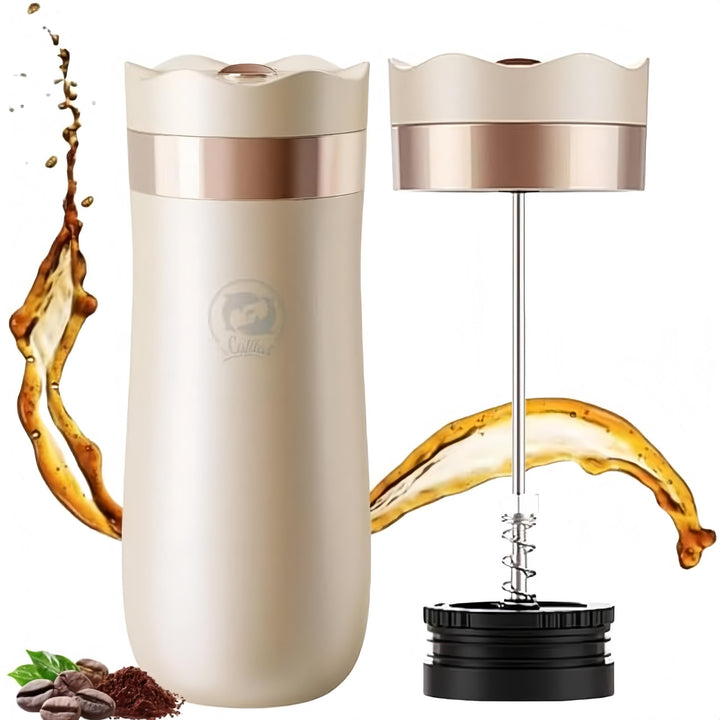 I Cafilas 2-in-1 Edelstahl Thermosbecher mit French Press - 350ml (12oz), Isolierter Reisekaffeebech