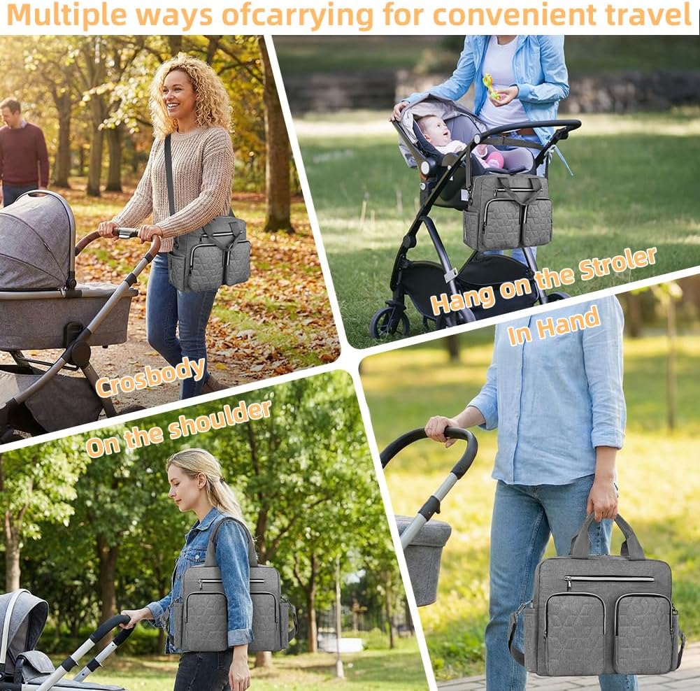 Wickeltasche Tote Baby, Wickeltasche Grosse Babytaschen mit isolierten Taschen und Trocken-/Nass-Tre