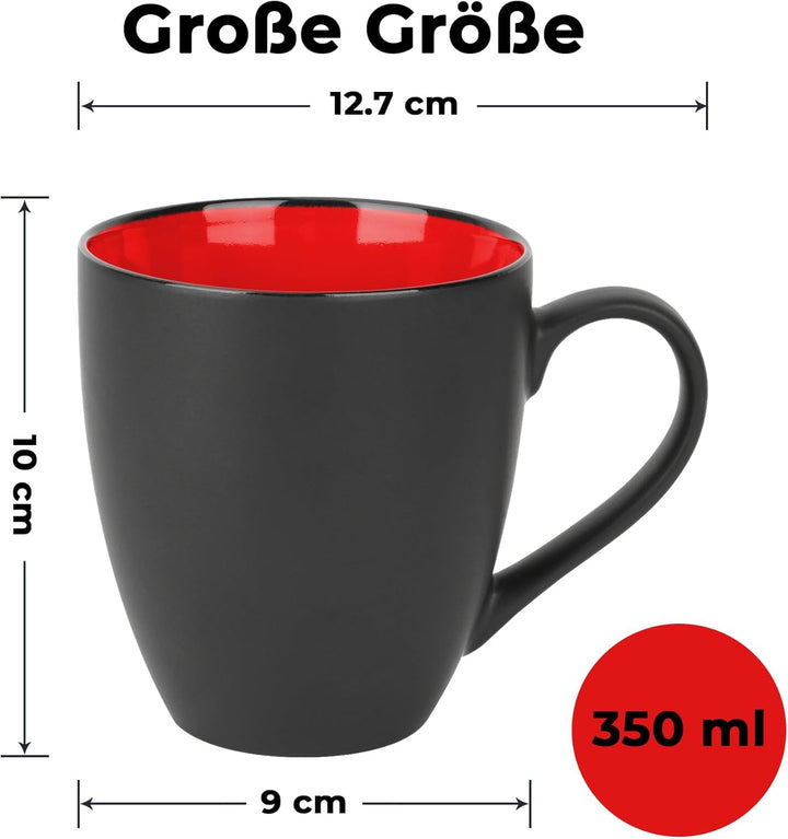 MIAMIO - 6 x 350 ml Kaffeetassen/Kaffeebecher Set - Tassen Set 6er Modern - Le Papillon Kollektion (