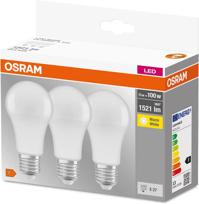 OSRAM LED Base Classic A, in Kolbenform mit E27-Sockel, Nicht Dimmbar, Ersetzt 100 Watt, Matt, Warmw