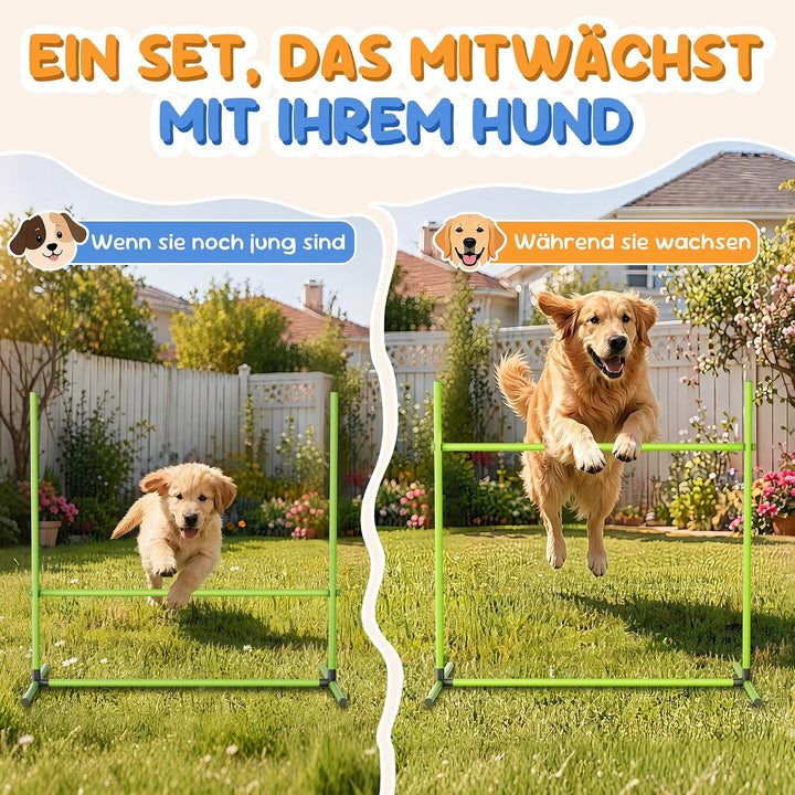 XMTECH 4-TLG. Hunde Agility Set Training Hundesport, Höhenverstellbar, Inklusive Tasche, PVC Hundetr