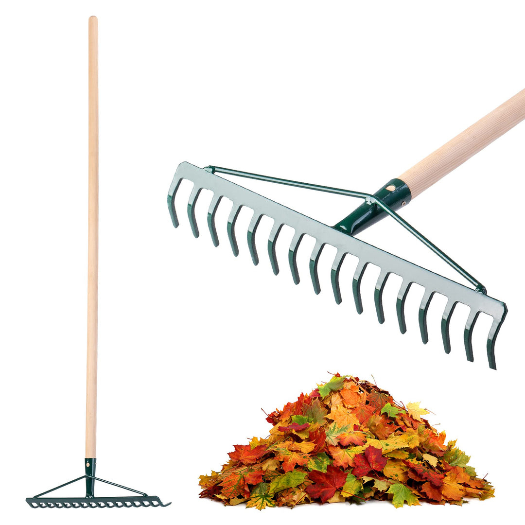 KADAX Rechen, breite Harke für Garten, Beet, Rasen, Gartenharke, Bügelrechen, Rasenrechen aus Metall