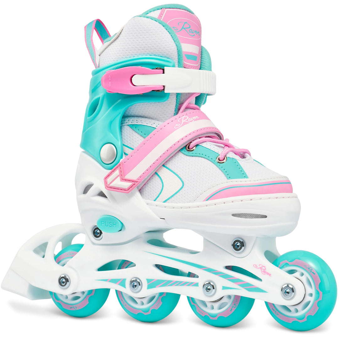 Kinder Inline Skates Inliner Raven Lia verstellbar mit LED Leuchtrad 30-33 (18-20,5cm) Raven Lia Min