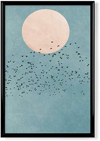 artboxONE Poster mit schwarzem Rahmen 30x20 cm Natur Fly Away into The Sun - Bild Vogel Bird fliegen