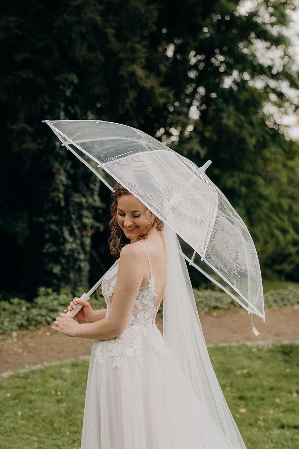 Montagsliebe® Stockschirm XXL Regenschirm transparent Hochzeit Partnerschirm Ø124cm gross durchsicht