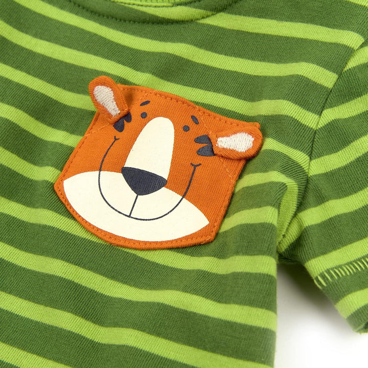 Sigikid Jungen T-Shirt 68 Grün-gestreift/Safari, 68 Grün-gestreift/Safari
