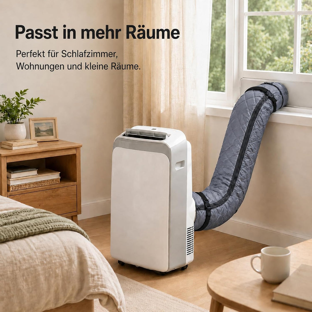 2er Set Mobiles Klimaanlagen Schlauchschutz Hülle mit Reissverschluss &amp; 4 Schnallen, 149x58.5 cm Gra