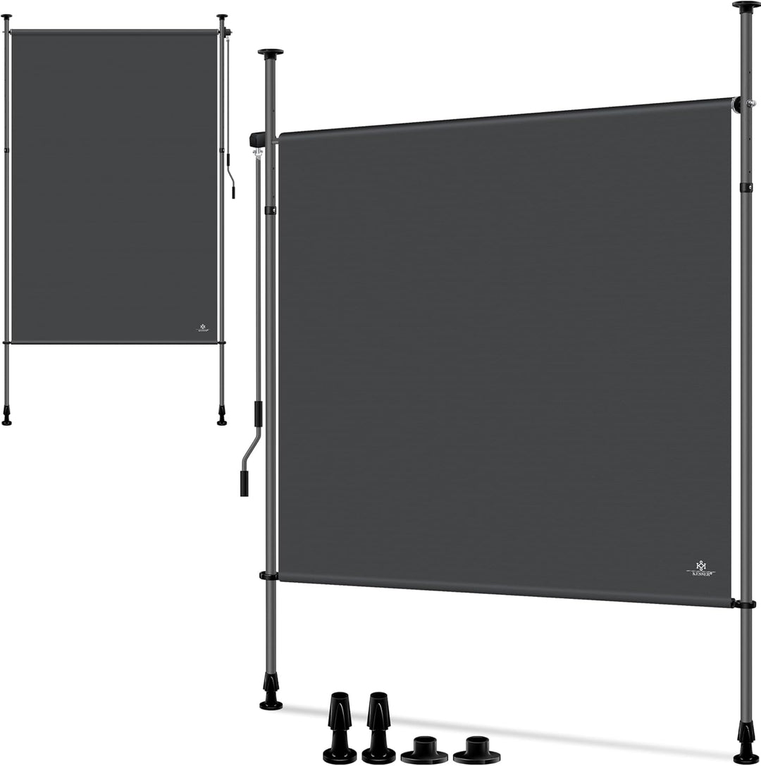 KESSER® Klemmmarkise Senkrechtmarkise 200x310cm Ausziehbar & Blickdicht Vertikalmarkise mit Handkurb