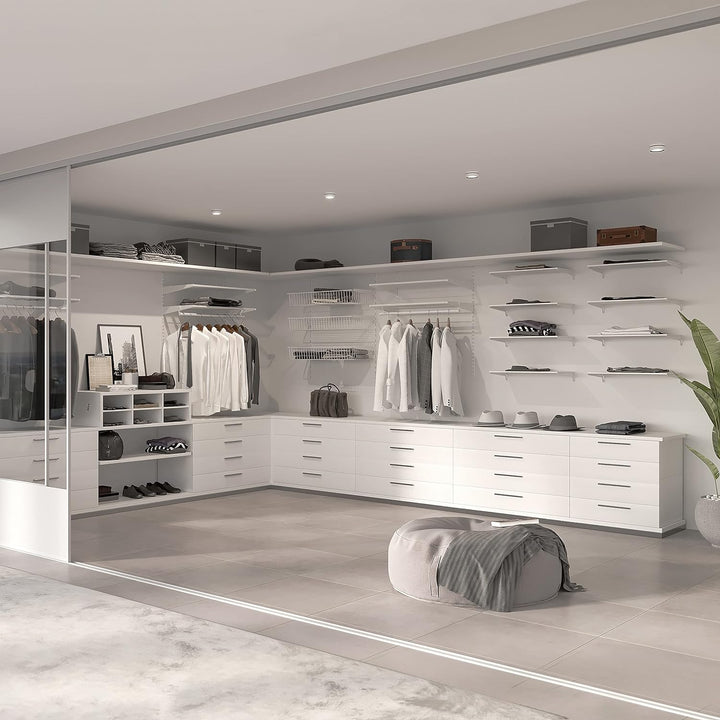 Emuca - Wandbefestigungsplatten und Jagmet-Regalträger, 230, Weiss, Stahl 230mm 4 Platten + Stützen,