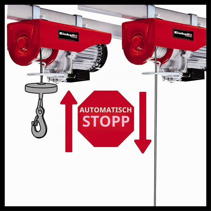 Einhell Seilhebezug TC-EH 600 (1050 W, Tragkraft ohne Umlenkrolle 300 kg auf 18 m/mit Umlenkrolle 60