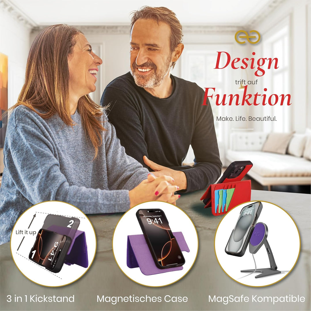 Dreem Fibonacci kompatibel mit iPhone 15 Pro Max Brieftaschen-Etui / 2-in-1 stossfestes Etui und abn