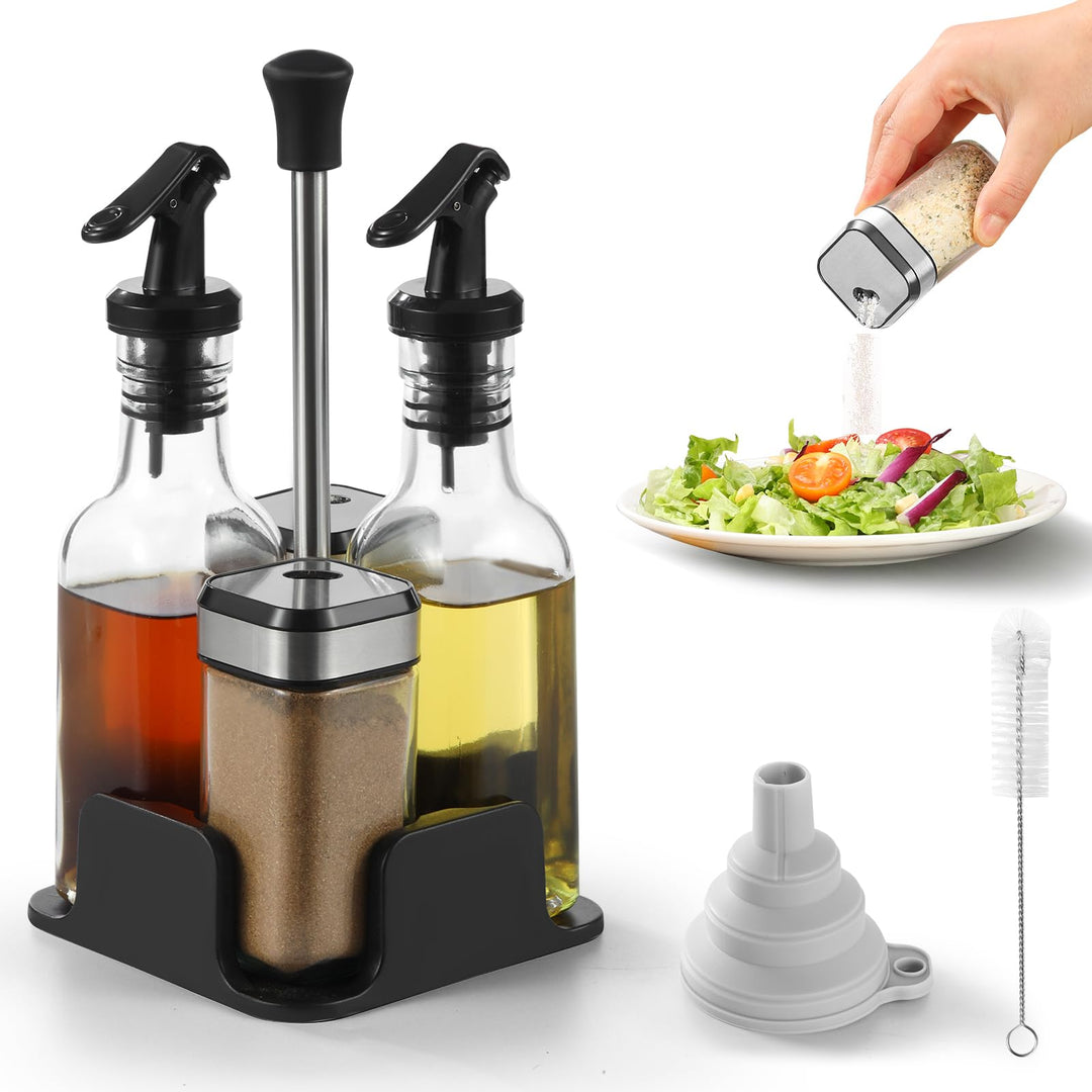 FRIBERG 2 Gewürzgläser mit Schraubdeckel aus Edelstahl 120ML,Menage set,Salz & Pfeffer Öl & Essig Se
